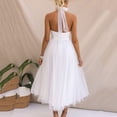 thumbnail image 7 of XIAOCHA Womens Halter Tulle Ruched Waist Midi Dress Fitted Solid Color Sleeveless Gown Flowy Elegant Party Dresses, 7 of 7