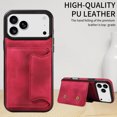 thumbnail image 6 of Case for iPhone 17 Pro, Premium PU Leather + TPU Protective Back Cover with Card Slots Finger Ring Kickstand Magnetic Closure Shockproof Drop Protective for iPhone 17 Pro, Red, 6 of 10