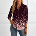 thumbnail image 4 of felwors Button Down Shirt for Women 3/4 Sleeve Blouses Floral Printed Tops Business Casual Work Outfits (Wine, M), 4 of 8