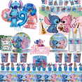 thumbnail image 2 of Decoración de cumpleaños de Disney Lilo Stitch, pegatinas de Stitch, vajilla desechable, mantel, plato, globo, baby shower, suministros para fiestas infantiles, 2 of 5