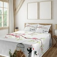 thumbnail image 3 of Ambesonne Love Fitted & Top Sheet Set with Shams, Roses Blossoms Birds, Pink Brown White, 3 of 8