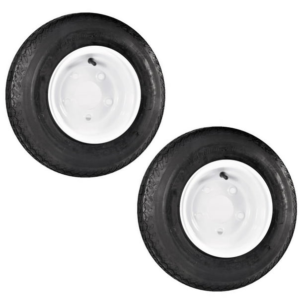 Two Trailer Tires On Rims 4.808 4808 4.80 X 8 8 in. B 5 Lug Bolt