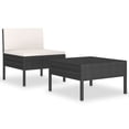 thumbnail image 2 of vidaXL 2 Piece Garden Lounge Set with Cushions Poly Rattan Black, 2 of 5
