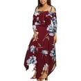 thumbnail image 3 of LSLJS Fashion Women Off Shoulder Plus Size Lace Up Maxi Flowing Floral Print Dress, 3 of 7