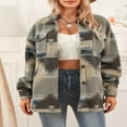 thumbnail image 2 of Ladies‘ Woolen Shirt Jacket with Geometric Pattern and Turn-Down Collar, 2 of 9