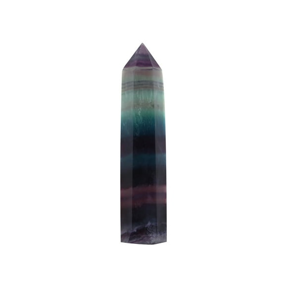 Natural Fluorite Quartz Colorful Crystal Stone Healing Amethyst Hexagonal Wand Point