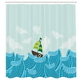 thumbnail image 3 of Ambesonne Ocean Shower Curtain, Sailing Boat on the Sea, 69"Wx70"L, Pale Blue Sky Blue, 3 of 5