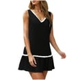 thumbnail image 5 of Lorytime Sleeveless Mini Dress for Women Black Tiered Hem V Neck Tank Dress Solid Sundress Short Dress Loose Fashion Travel Dresses Hawaiian Summer Beach Vacation Dresses L, 5 of 8