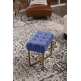 thumbnail image 4 of BirdRock Home Rectangular Tufted Blue Foot Stool Ottoman with Pale Gold Legs, 4 of 7