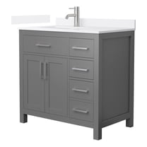Beckett 36" Dark Gray Single Vanity & White Quartz Top (1-Hole) & Nickel Trim