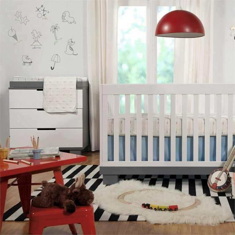 Babyletto Modo 3 Drawer Changer Dresser with Removable Changing Tray in Grey and White
