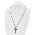 thumbnail image 3 of Mens Wood and Metal Cross Pendant Necklace with Beaded Chain Rustic Natural Grain Design Modern Gunmetal Frame Stylish Urban Jewelry for Casual or Formal Wear, 3 of 5