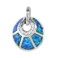 thumbnail image 2 of Sterling Silver Synthetic Opal Shell Necklace for Women CZ Accent Hand Inlay 9/16 inch 20 inch ROPH_25, 2 of 4