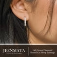 thumbnail image 5 of JeenMata Lab Grown Diamond Hoop Earrings - Round Cut Classic Hoop Earrings for Everyday Jewelry - White Gold Plating, 5 of 10