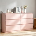 thumbnail image 5 of Ktaxon 6 Drawer Double Dresser Wood Dresser Storage Cabinet Drawer Organizer Chest Of Drawers, Pink, 5 of 7