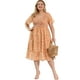thumbnail image 3 of Plus Size Dresses for Women Elegant Floral Midi Flare Dress White 2X, 3 of 7