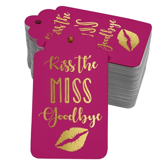 Inkdotpot Gold Foil Paper Hang Tags Kiss The Miss Goodbye Bridal Shower Favor Tags 100 Pack