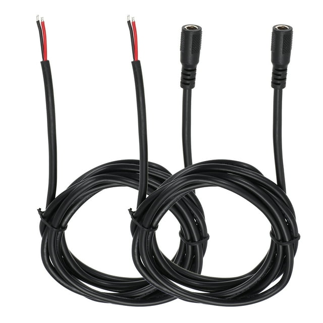 2pcs Cable Pigtails de Alimentación de CC, Conector de Enchufe de Barril Hembra de 5.5mm x 2.1mm a Extremo de Cable Pelado de 200cm para PC, Laptop, Juguetes, Dispositivos Electrónicos