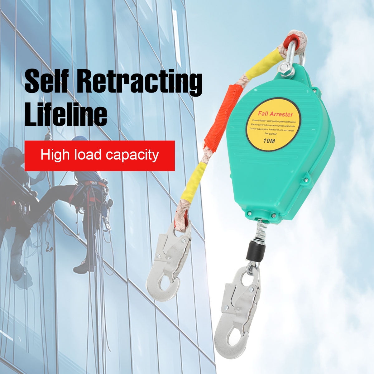 TABODD 23ft/10m Self Retracting Lifeline, Heavy Duty 330lbs Retractable Safety Lanyard with Alloy Steel Hook & Aviation Wire Rope, Fall Arrest Fall Protection Device for Construction/Roof Work