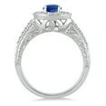 thumbnail image 3 of SZUL Women's Sapphire and Diamond Halo Ring in 10K White Gold, 3 of 4