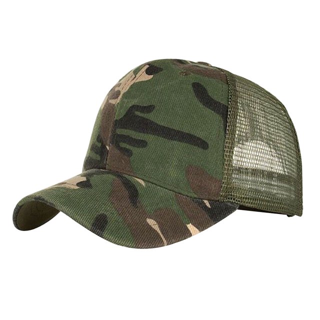 Qarigey Camo Mesh Trucker Gorra de béisbol Hombres Camuflaje Masculino Summer Hat Hombres Cap Trucker Hip Hop Dad Gorra Sombreros Sombreros ejercito verde Qarigey OD2723-01B