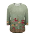 thumbnail image 5 of Sewkxo Plus Size Tops for Women Loose Fit 3/4 Length Shirts Crew Neck Print Blouse Spring Summer Fashion Clothes,Green 2XL, 5 of 6