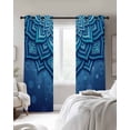 thumbnail image 3 of Blue Florals Blackout Curtains 96 Inches Long, Modern Abstract Middle Century Motifs Thermal Insulated Black Out Curtains, Darkening Window Curtain Drapes for Bedroom Living Room 52"x96" 2 Panels, 3 of 9