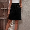 thumbnail image 2 of Womens Summer Skirts Casual High Waist A Line Skirt Skirt Cotton Linen Short Skirt with Pockets Elastic Waist Black XL, 2 of 6