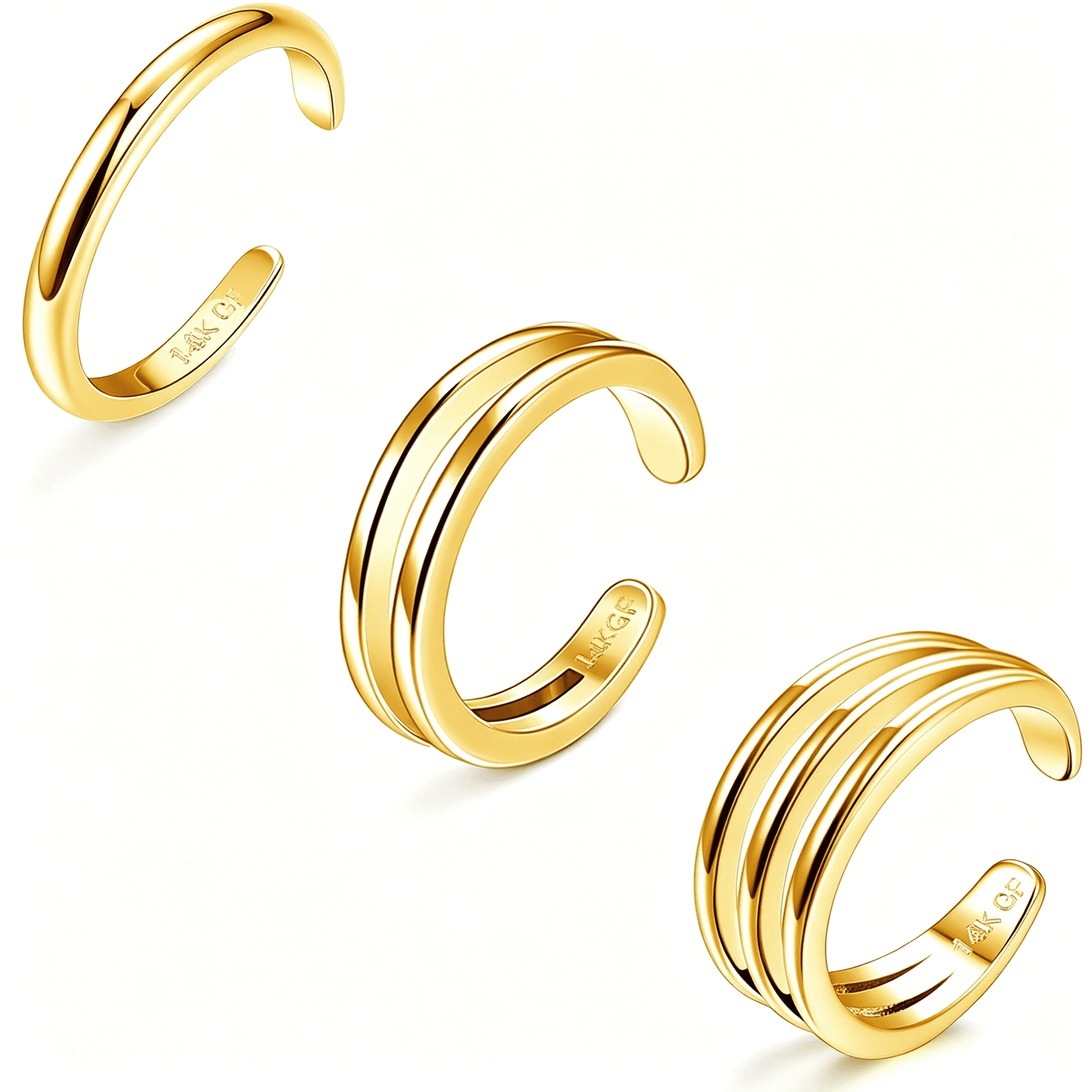 DESIGNICE Toe Rings for Women Gold Trendy Gold Filled Toe Rings Set Thin Band Beach Foot Jewelry for Summer Open Adjustable Toe Rings