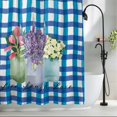 thumbnail image 2 of Tulip Lavender Flowers Fabric Shower Curtain Blue Check Plaid Washable Shower Curtains for Bathroom, Waterproof Bath Curtain with Hooks Home Decor 72x84in, 2 of 8