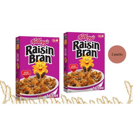 Kellogg's Raisin Bran Breakfast Cereal, Original, 16.1 oz Box, 2 Pack