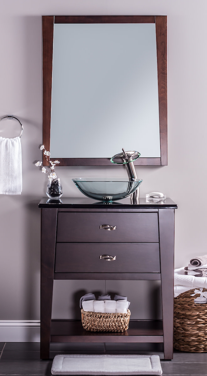 Miseno MNO-7108-PC Square 16-1/2" Glass Bathroom Sink; Polished Chrome Drain