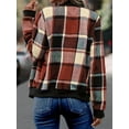 thumbnail image 5 of Shackets for Women Casual Zip Up Flannel Plaid Jackets Long Sleeve Baggy Outwear Coat Fall Clothes Brick Red XXL, 5 of 7