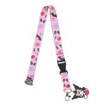 Kuromi Cherries & Cookies 22-Inch Lanyard With Kuromi Charm and Clear ID Sleeve