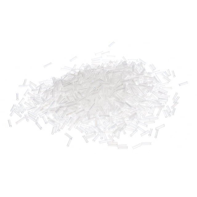1200Pack Bugle Beads, 6.8x1.8mm Transparent Tube Spacer Beads Lined Glass Beads for Jewelry Making