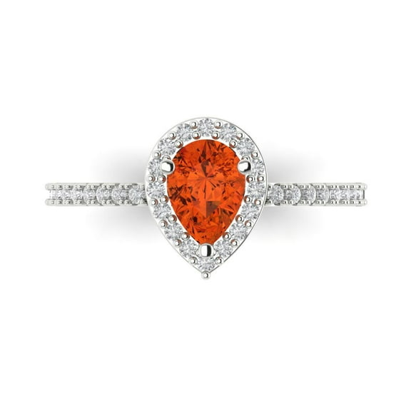 Solitaire with Accents Engagement Ring for Women - 0.755ct Simulated Red Diamond in 14K White Gold Promise Ring