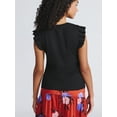 thumbnail image 3 of Time and Tru Women's Rib Ruffle Sleeve Top, Sizes XS-XXXL, 3 of 5