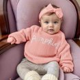 thumbnail image 4 of KPOPLK Baby Toddler Kids Girl Sweaters Long Sleeve Letter Embroidery Knit Pullover Toddler Tops 6 9 12 18 24 Months 2T 3T 4T,Size 3-4 Years, 4 of 6