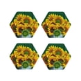 thumbnail image 2 of Kll Hexagon Drink Coasters Set Of 4,Pu Leather Absorbent Coasters Set Decorative Coffee Cup Coasters Housewarming Gift For Home Decor-Sunflowers In Bucket, 2 of 9