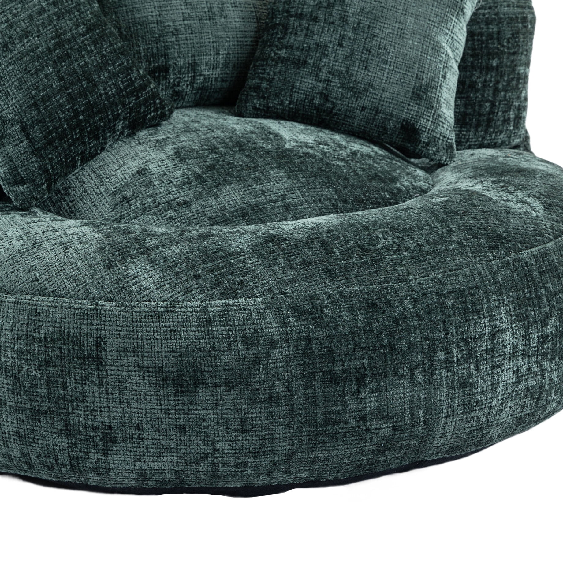 Oversized Chenille Bean Bag Chair for Adults & Kids, Indoor & Outdoor Lazy Bean Bag Sofa with Wrap-Around Backrest & Pillows for Bedroom, Living Room, Playroom, 42.52''x42.52''x20.47'', Emerald
