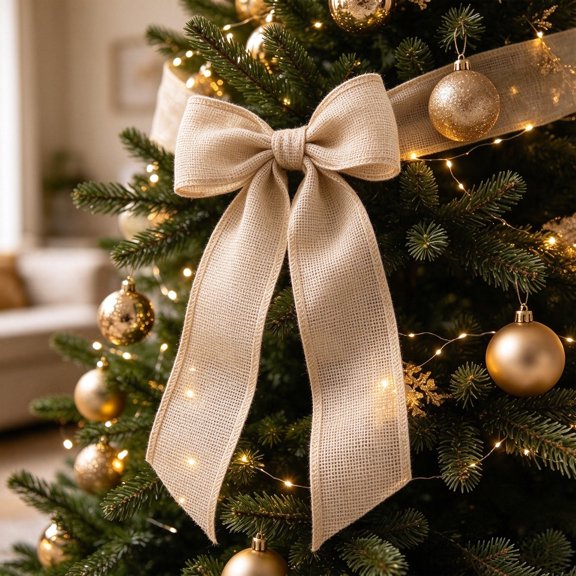 359.84"×1.5" Wired Linen-Look Ribbon, Farmhouse Christmas Decor, Christmas Ribbon for Gift Wrapping, Big Bows, Wreath & Bouquet Craft Supplies, Rustic Christmas Ornaments, Akmoler