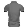 thumbnail image 5 of Kagetolytai Shirts for Men Men's Summer Solid Color T-shirt with A 3 Button Open Collar and Button up Short Sleeved Top Shirts Gray L, 5 of 5