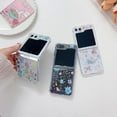thumbnail image 2 of Cute Flower Case for Samsung Galaxy Z Flip 5 Glitter Powder, Clear Woman Case for Galaxy Z Flip 5 Lovely Floral Design, Girls Protective Case for Z Flip 5 Airbag Corner and Hard PC Back (Flower A), 2 of 14