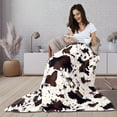 thumbnail image 5 of 1pc Cozy Cow Print Fleece Throw Blanket - Soft, Warm, All-Season Comfort - Perfect for Home or Office - Ideal Gift for Adults, Teens, and Students-30*40inch, 5 of 10