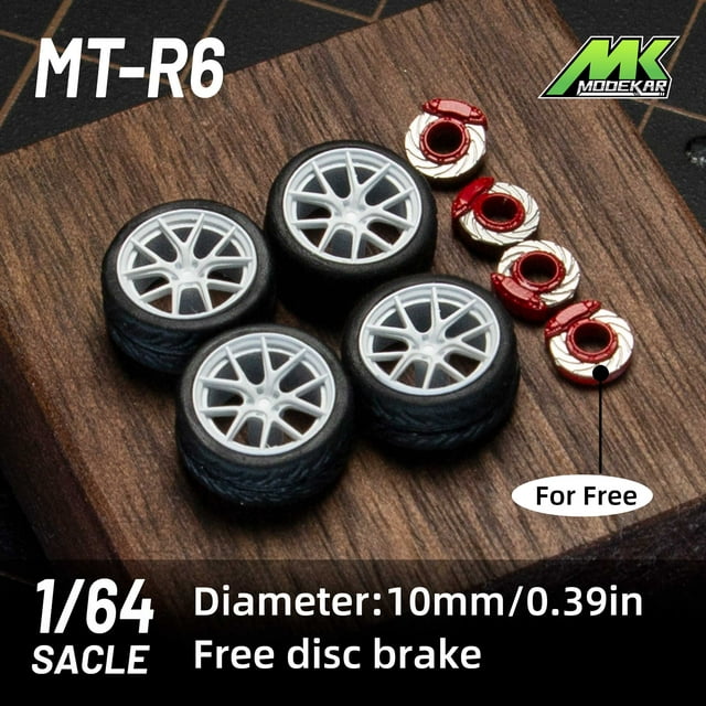 1/64 Microkiom 10mm Wheels with Rubber Tires Model Car Conversion Parts JDM VIP Hotwheels Tomica MiniGT Special Model R MT-R6