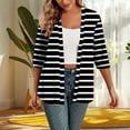thumbnail image 2 of Ahuyic Fall Womens Blouse,Loose Cardigan Three Quarter Sleeve Printed Casual Top For Fall Winter,Black,M, 2 of 4