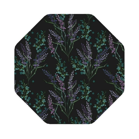 

Coaee Lavender Flowers Print Leather Coasters Set of 6 Non-Slip Washable Cup Coasters for Home Office Bar Octagon