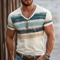 thumbnail image 2 of JAJAHO Graphic Tees Men Vintage Striped V Neck Tee Shirt Casual Summer Short Sleeve Loose Fit T-Shirts Versatile Tops, 2 of 4
