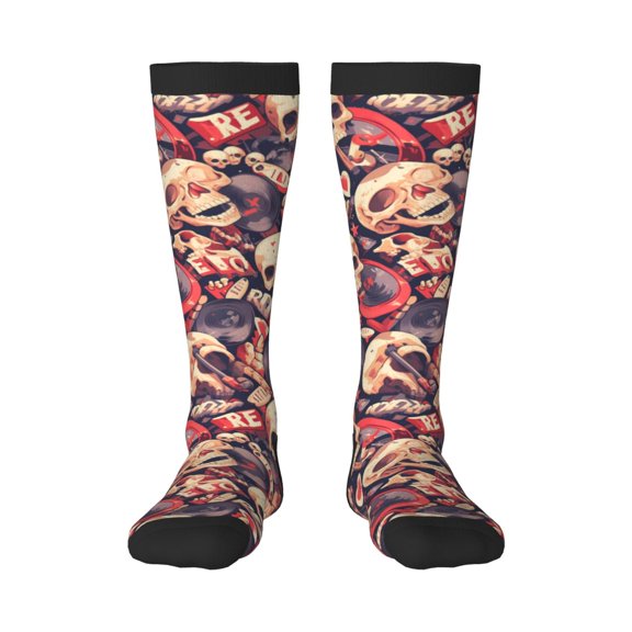Logiee Skull rock record artist Print Gift Stocking Stuffers,Adult Stockings,Novelty Socks,Funny Socks Birthday Running Walking Sleeping