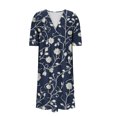 thumbnail image 5 of FcBaudy Robe Sans Manches Col en V, Robes pour Femmes, Robes d'Été pour Femmes Robes d'Été avec Poches Imprimées Col en V Ample Manches Courtes Robe en Polyester pour Femmes, 5 of 5